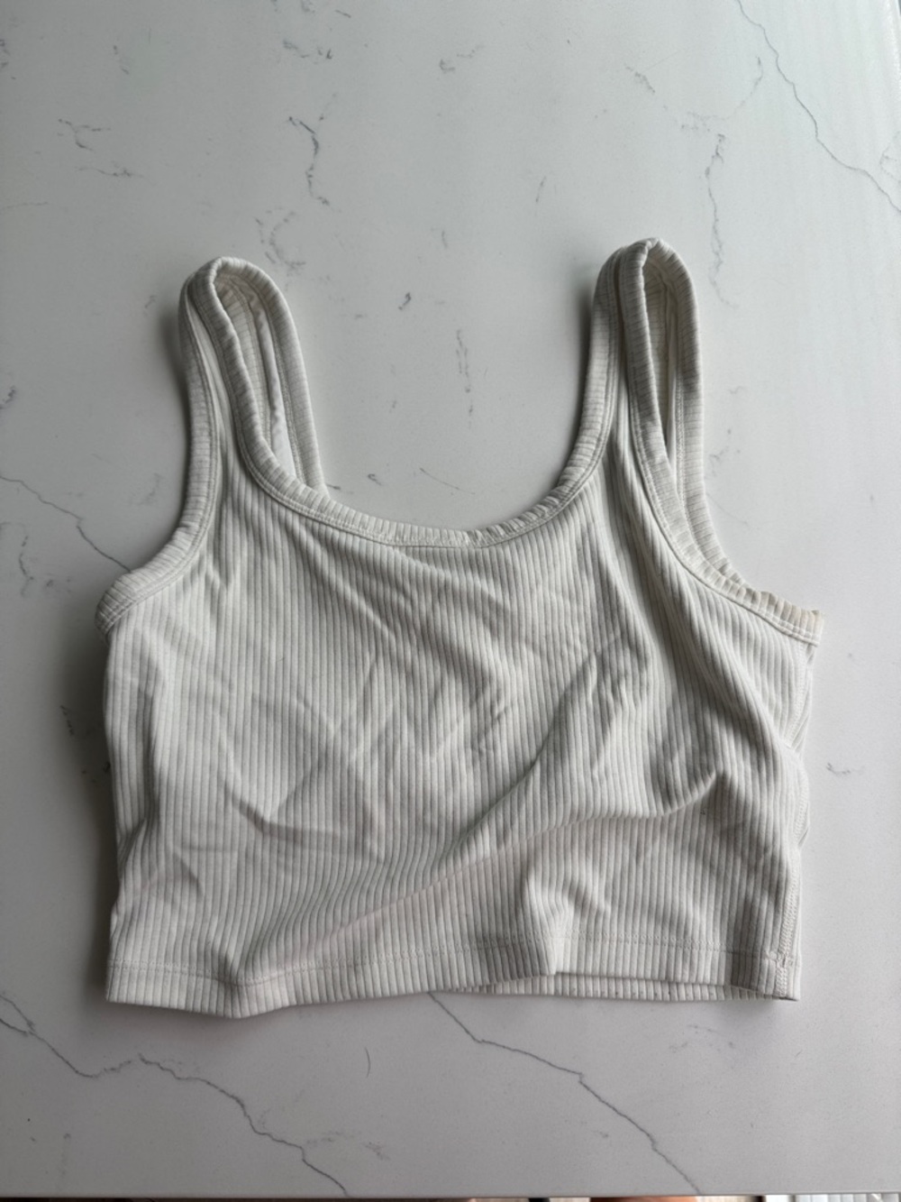 Ribbed White Tank Crop Top